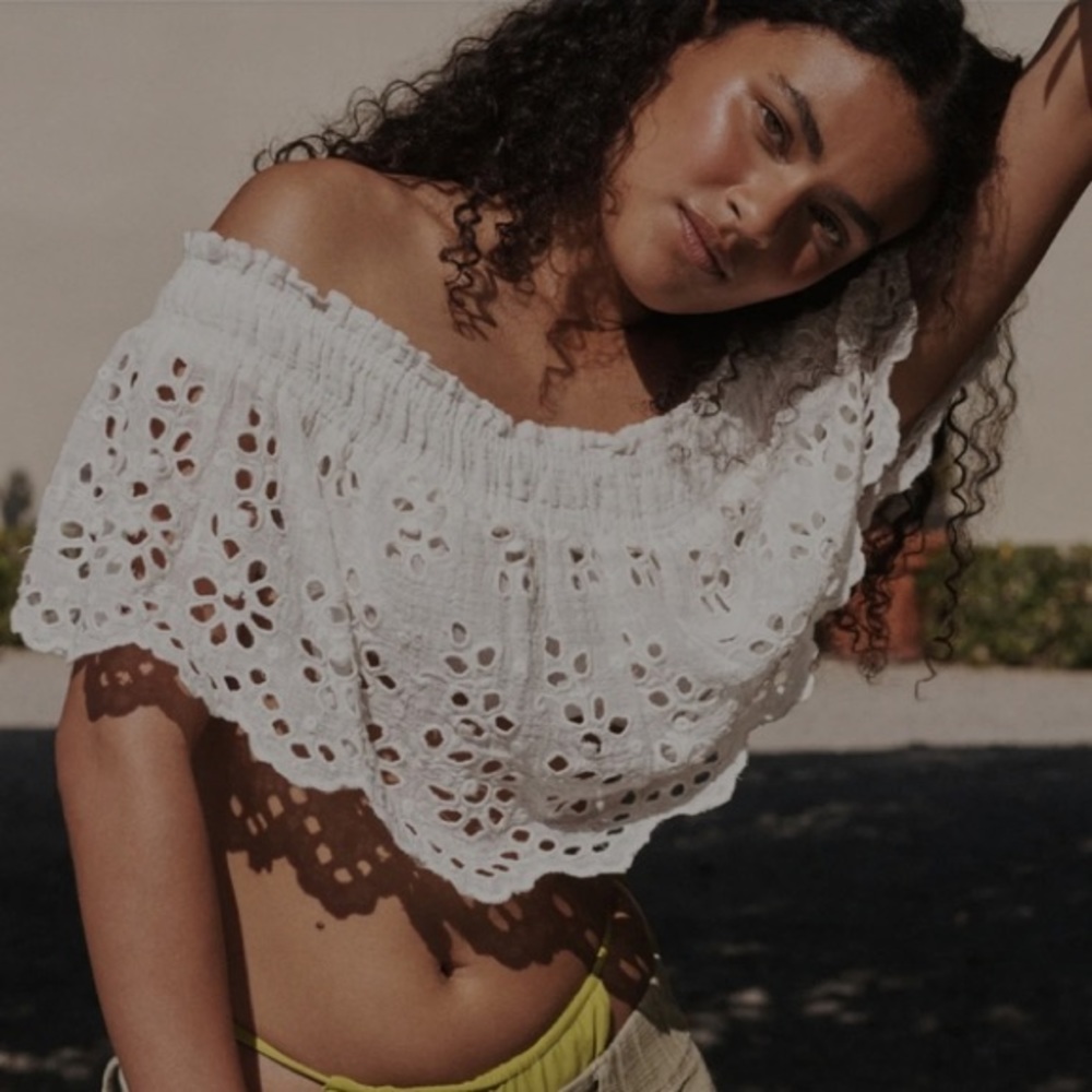 free people one perla off the shoulder eyelet blouse